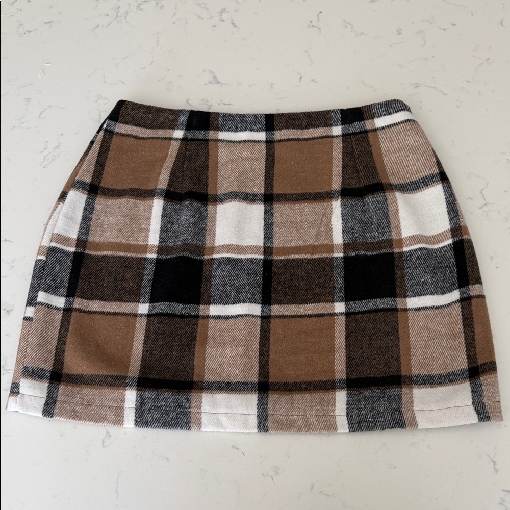Plaid Mini Skirt in Brown and Black NWT